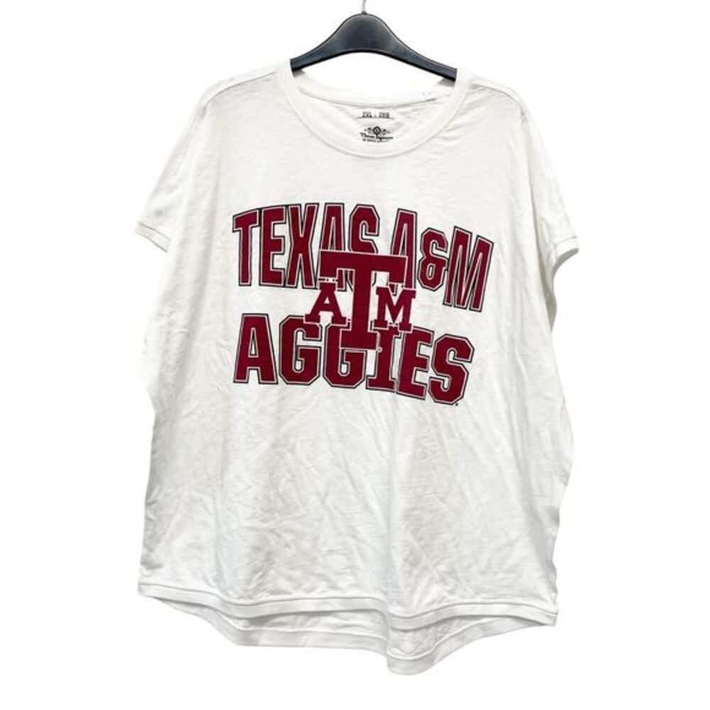 Three‎ Square Women's White Texas A&M Aggies Oversized Shirt White Size 2XL